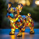 Francia Bulldog - Üvegfestett Lámpa