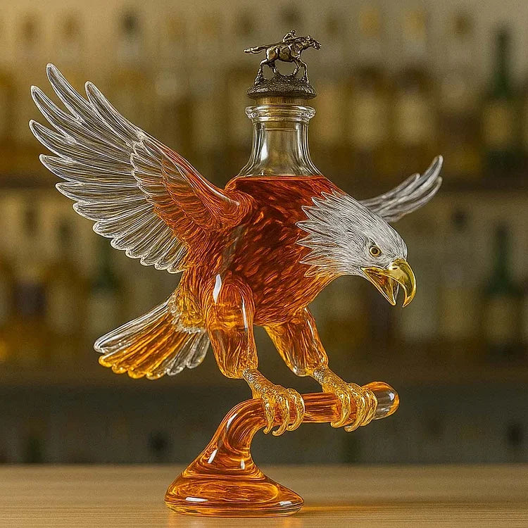 Üveg whiskey palack hófehér sas formájában