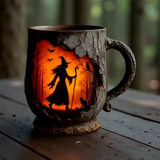 Halloween 3D Kávéscsésze Művész – Boszorkány és Macska Design