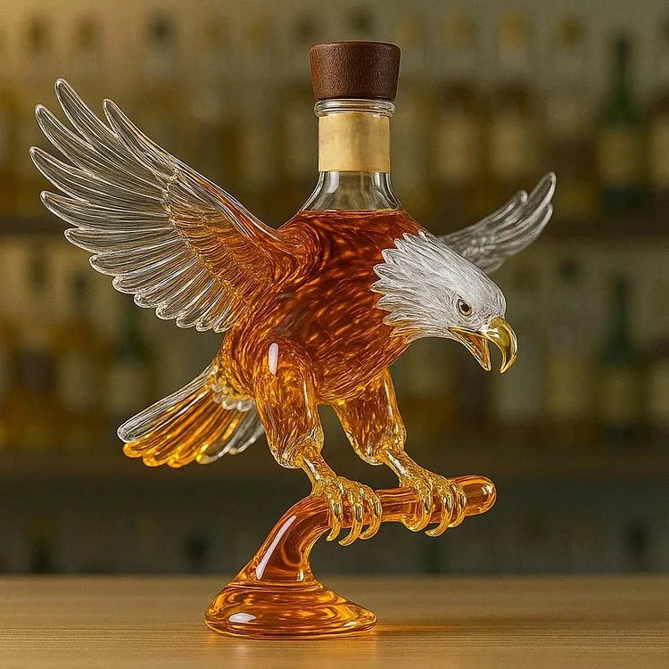 Üveg whiskey palack hófehér sas formájában